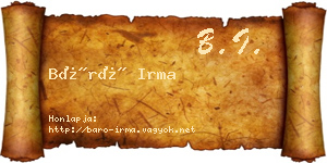 Báró Irma névjegykártya